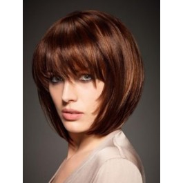 Silky Short Bob Wig With Eye-Length Full Bang