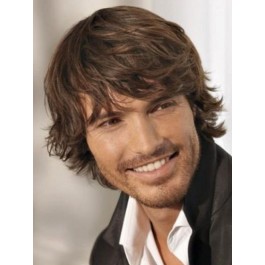 Brown Hair Short Wavy Mens Wig