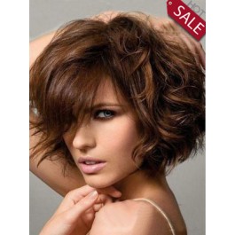 Medium Length Human Hair Wavy Wig