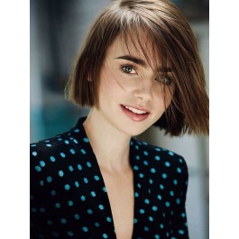 Pretty Lily Collins Lace Front Synthetic Wig