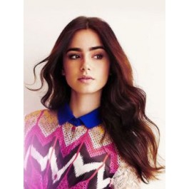 Marvelous Lily Collins Lace Front Synthetic Wig