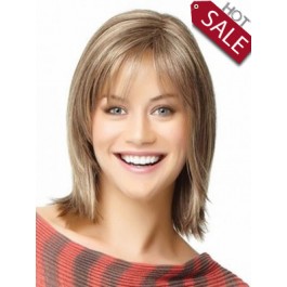 Angled-Cut Shoulder Length Human Hair Wig