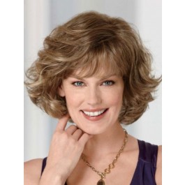 Shimmering Human Hair Wavy Capless Wig