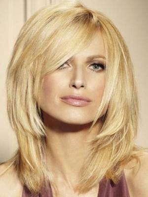 Layered Medium Human Hair Lace Front Wig