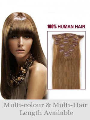 24" Straight Remy Human Hair Extension With Clips