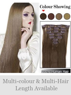 New 7 Pcs From 14" Straight Clip In Full Head Set