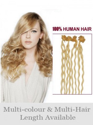 Beautiful 20" Nail Tip Wavy Remy Human Hair Extension