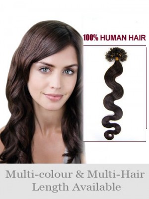 Natural 20" Wavy Nail Tip Human Hair Extension