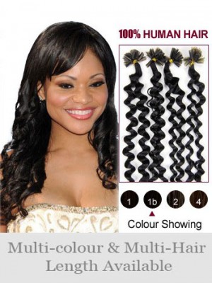 20" Natural Wavy Remy Hair Nail Tip Extension