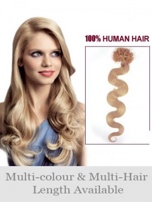 20" High Quality Wavy Human Hair Nail Tip Extension