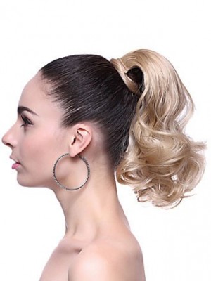 Synthetic Short Wavy Blonde Ponytail