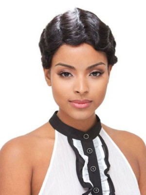 Short Full Lace Wavy Human Hair Wig