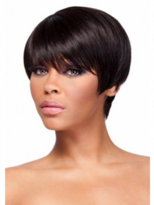 Boycuts Straight Short Human Hair African American Wig