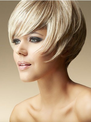 Short Layered Straight Human Hair Bob Wig