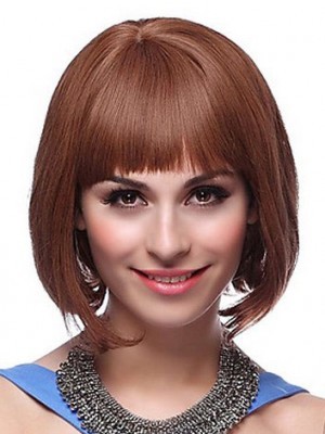 Remy Human Hair Full Fringe Bob Wig