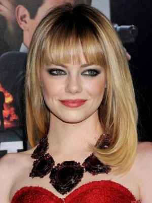 Emma Stone Light Blonde Wig With Full Bangs