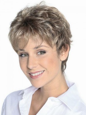 Slightly Wavy Lace Front Synthetic Gray Wig