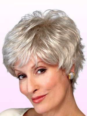 Shaggy Wavy Synthetic Gray Wig