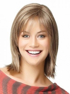 Angled-Cut Shoulder Length Human Hair Wig