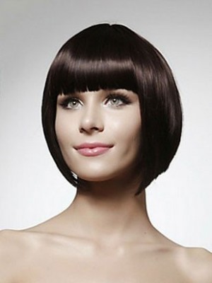 Straight Short Bob Human Hair Wig With Bangs