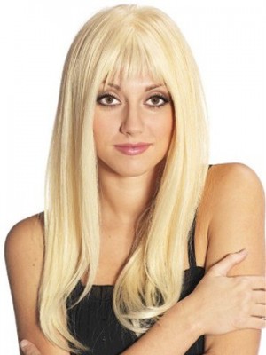 Long Human Hair Hand-Tied Straight Full Lace Wig
