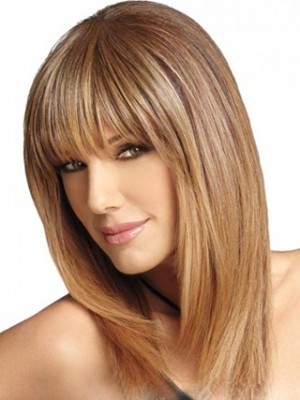 Straight Medium Length Human Hair Lace Front Wig