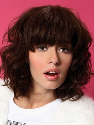 Human Hair Wavy Capless Wig With Bangs