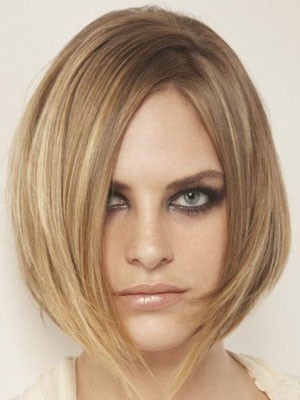 Human Hair Straight Lace Front Medium Length Wig