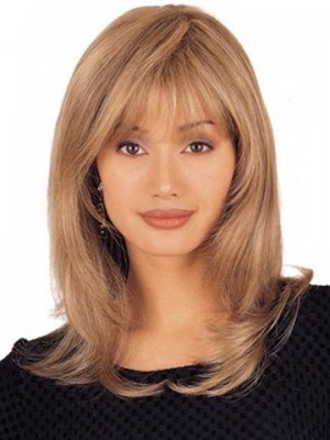 Mid Length Lace Front Layered 100% Human Hair Wig