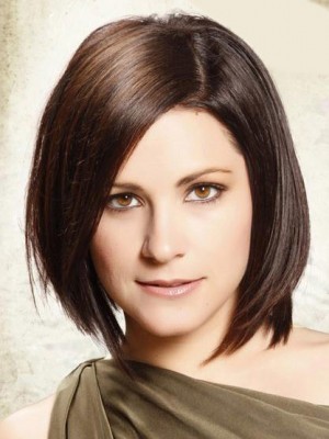 100% Human Hair Bob Layered Hairstyle Lace Front Wig