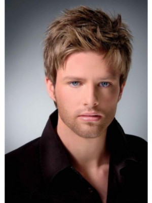 Full Lace Straight Short Brown Men Wig