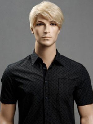 Capless Straight Blonde 6 Inch Medium Men Wig