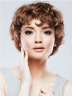 Capless Brown Wavy Short Boycuts Wig