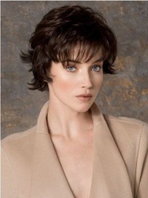 Short Wavy Monofilament Brown Cheap Wig