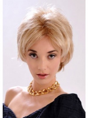 Feminine Short Wavy Monofilament Blonde Wig