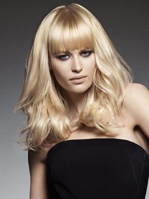 Blonde Medium Length Wavy Capless Synthetic Wig
