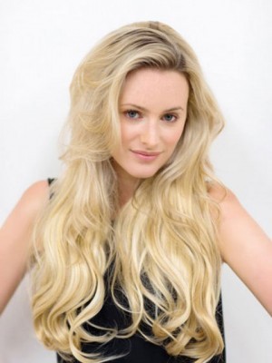 Long Capless Wavy Synthetic 3/4 Wig
