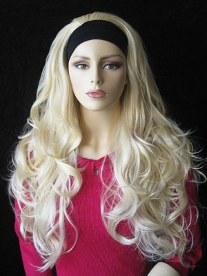 Long Synthetic Tumbling Wavy 3/4 Wig