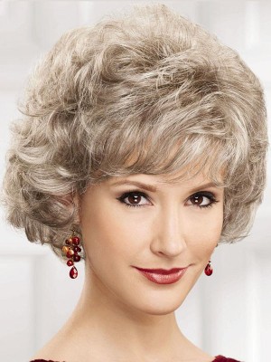 Capless Short Gray Wig With Soft Waves