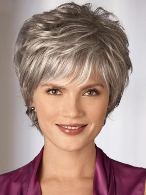 Charming Capless Short Layerd Gray Wig