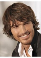 Brown Hair Short Wavy Men Wig 