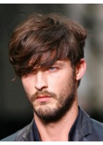 High Quality Wavy Short Brown Mens Wig 