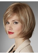 Soft Layered Human Hair Medium Length Bob Wig 