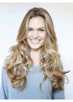 Glamorous Human Hair Wavy Lace Front Wig 
