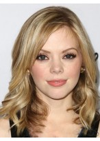 Dreama Walker Natural Lace Front Wavy Human Hair Wig 