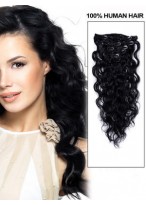 14" Gorgeous Wavy Human Hair Extension With Clips 
