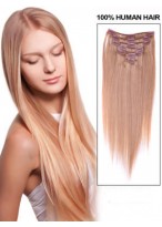16" Straight Clip In Human Hair Extensions 