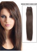 18" Long Straight Human Hair Extension With Clips 