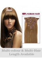 24" Straight Remy Human Hair Extension With Clips 