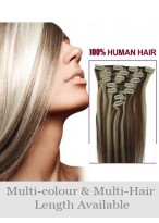 18" Long Straight Remy Hair Extension With Clips 